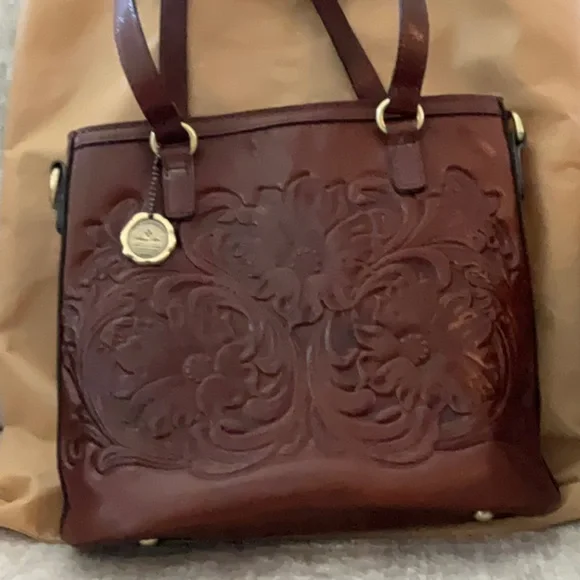 Patricia Nash Brown Leather Tote Bag 12 W X 10 Tall - Picture 2 of 5